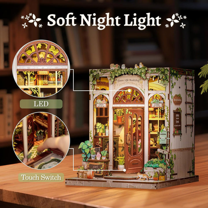CUTEBEE Book Nook Kit - DIY Holz Miniature House Garten, Miniatur Haus Selber Bauen Bücherregal Deko