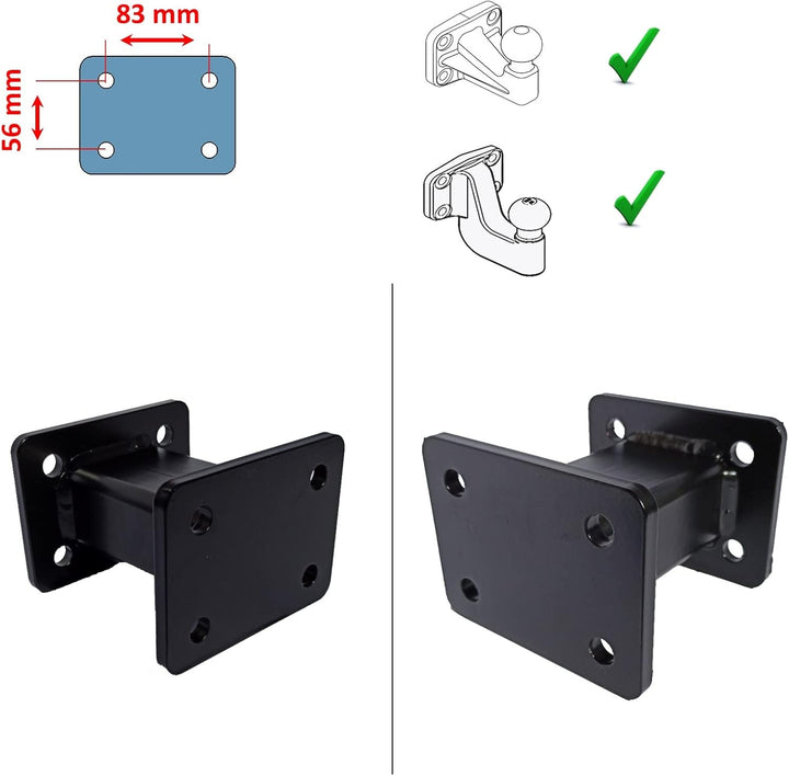 XIMPLIO Anhängerkupplung Verlängerung 125 mm Hakenverlängerung Adapter für AHK-Anschraubplatte Flans