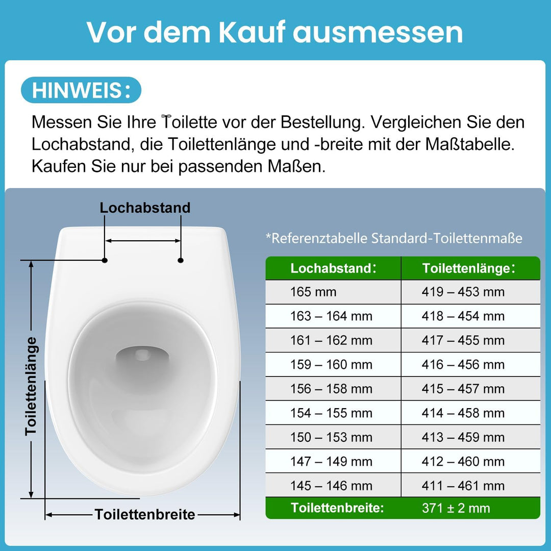 Toilettendeckel mit Absenkautomatik Oval, Schwarz, WC Sitz mit Schnellverschluss - Einfach zu Reinig