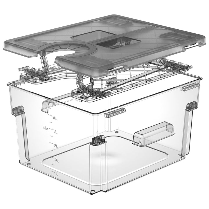 Sous Vide Behälter mit Deckel und eingebautem Rost 11L Grau Doppeltür-Design Sous Vide Topf für die