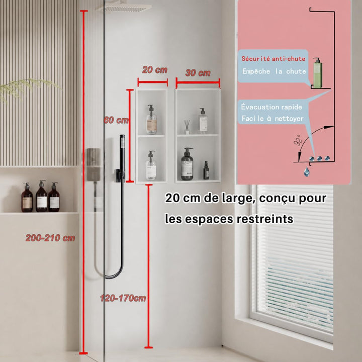 Edelstahl Wandnische dusche zur Aufbewahrung Duschablage Unterputz,Einbaunische Wand Eingebaut,Dusch