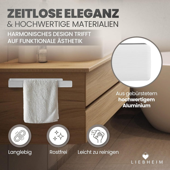 LIEBHEIM Handtuchhalter ohne Bohren - TESA Montage Klebeband & extra grosse Klebefläche - Handtuchst