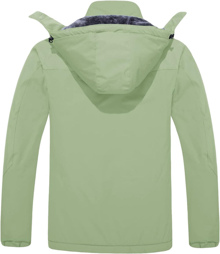 KEFITEVD Herren Skijacke Atmungsaktiv Warm Gefüttert Winterjacke mit Abnehmbarer Kapuze Snowboardjac