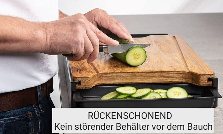 Schneidbox Eiche - Schneidebrett Mit 4 Auffangschalen Im Edelstahlkasten Inkl. Wechselbrett - Patent