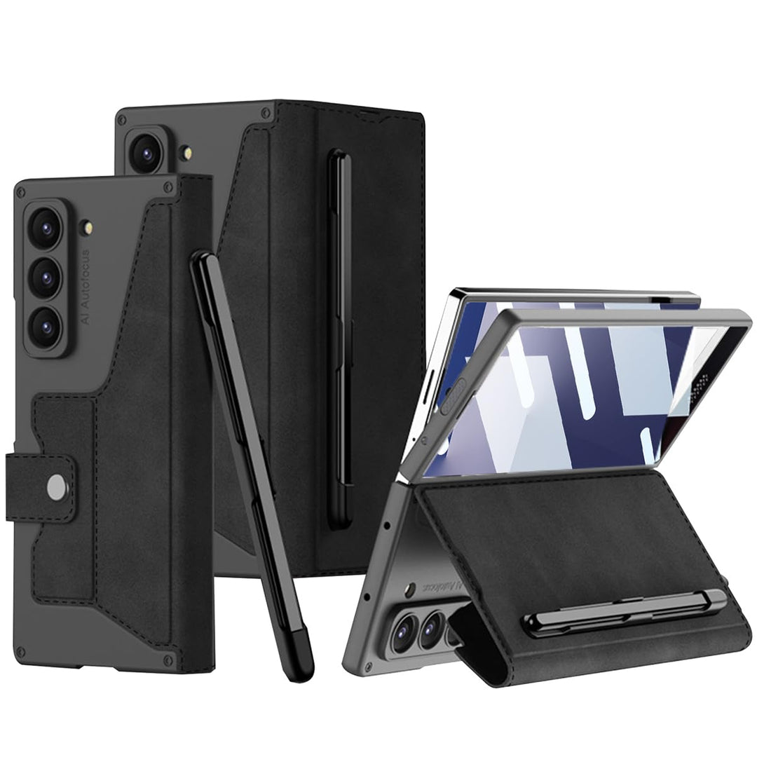 NINKI für Samsung Galaxy Z Fold 7 handyhülle mit Displayschutz, Scharnierschutz 2-Kartenfache [Abneh