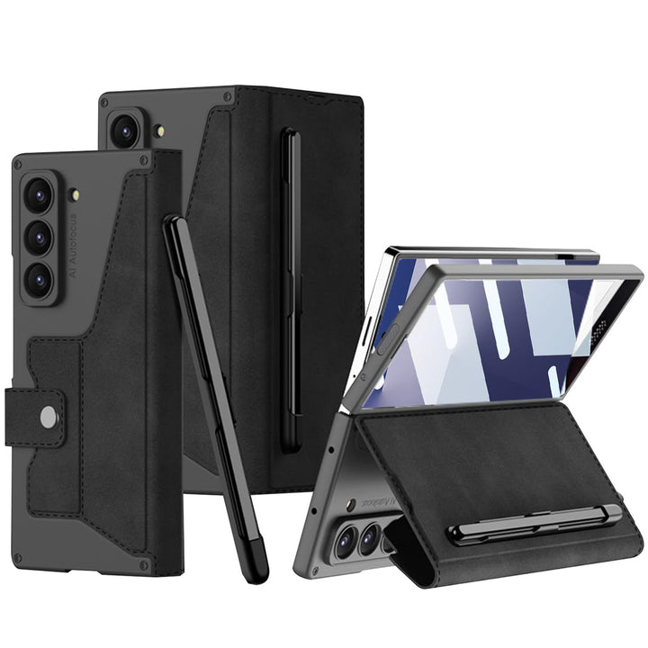 NINKI für Samsung Galaxy Z Fold 7 handyhülle mit Displayschutz, Scharnierschutz 2-Kartenfache [Abneh