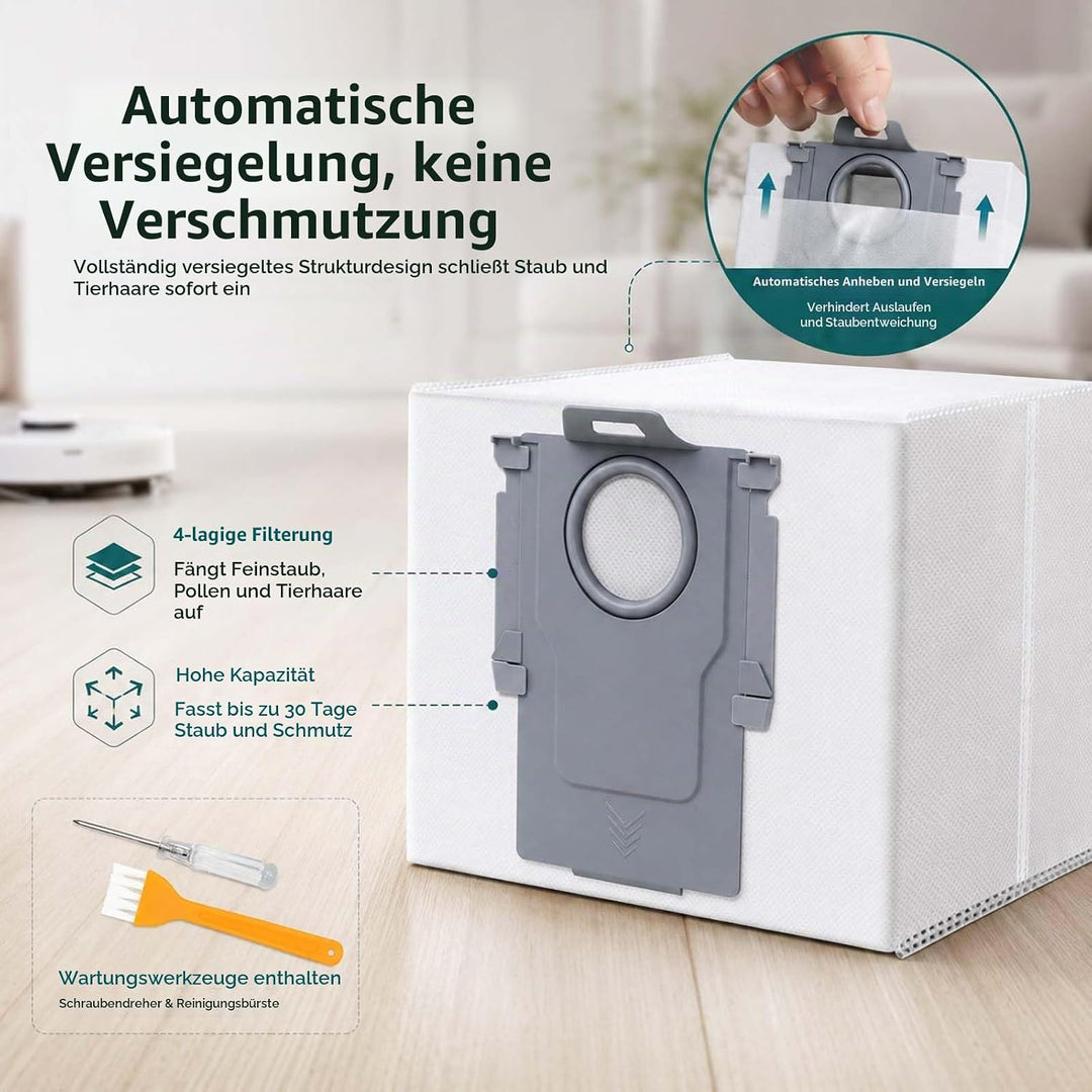 14 Stück Staubbeutel für Roborock S8+/ S8 Pro Ultra/ S7 MaxV Ultra/ S7 Pro Ultra/ Q7+/ Q7 Max+/ Q8 M