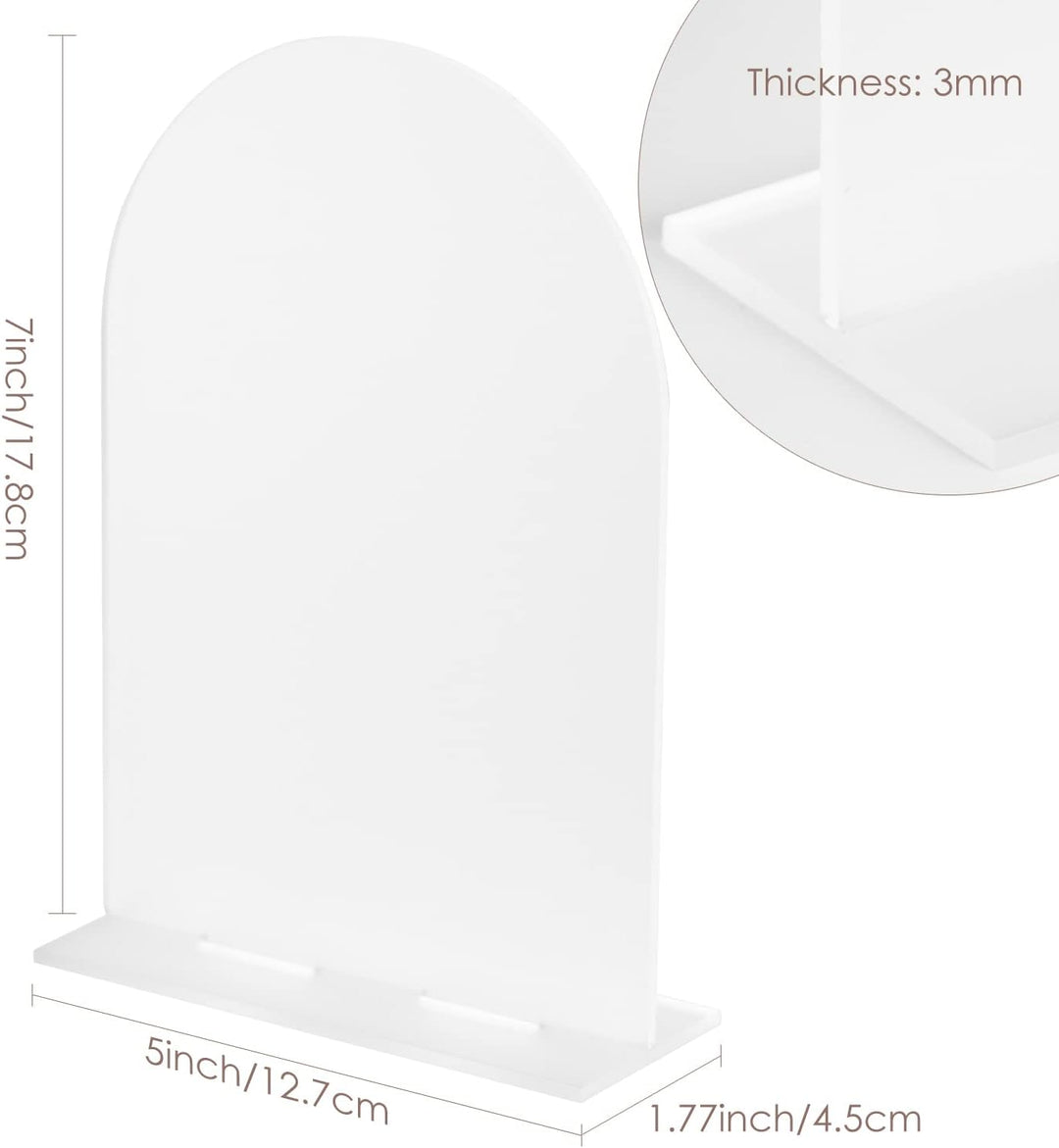 12,7 x 17,8 cm BogenAcrylschild mit Ständer | 10 Stück blanko mattierte Acrylbogen Tischschilder mit