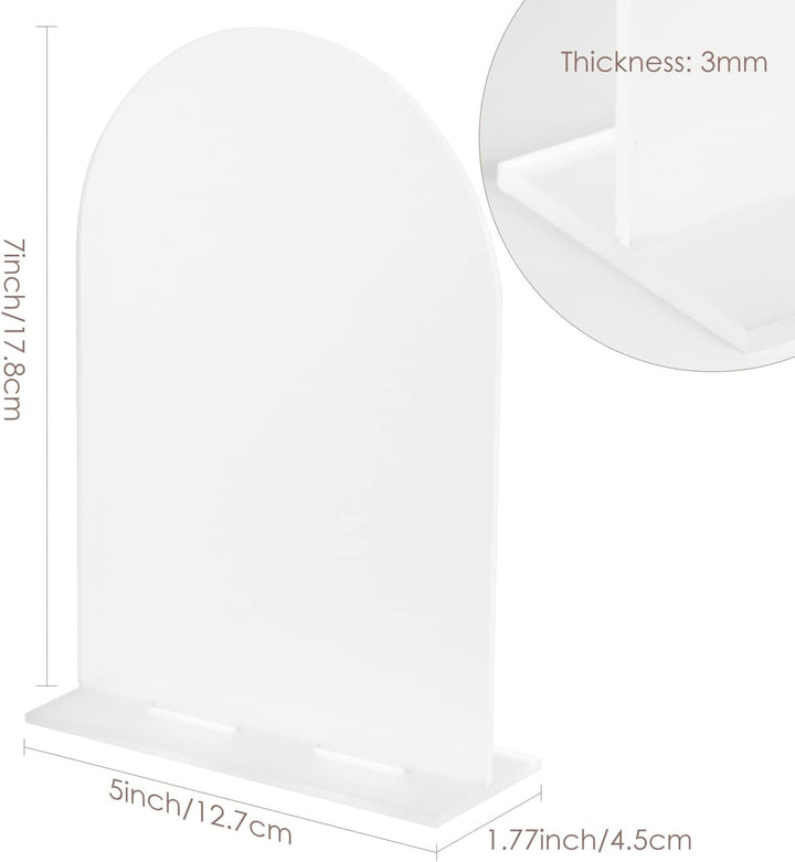 12,7 x 17,8 cm BogenAcrylschild mit Ständer | 10 Stück blanko mattierte Acrylbogen Tischschilder mit