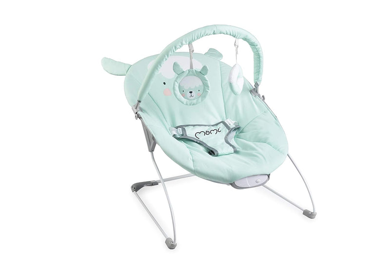 MoMi GLOSSY Babywippe für Babys bis 9 kg weiche Polsterung Metallrahmen AntirutschFüsschen Haltegurt