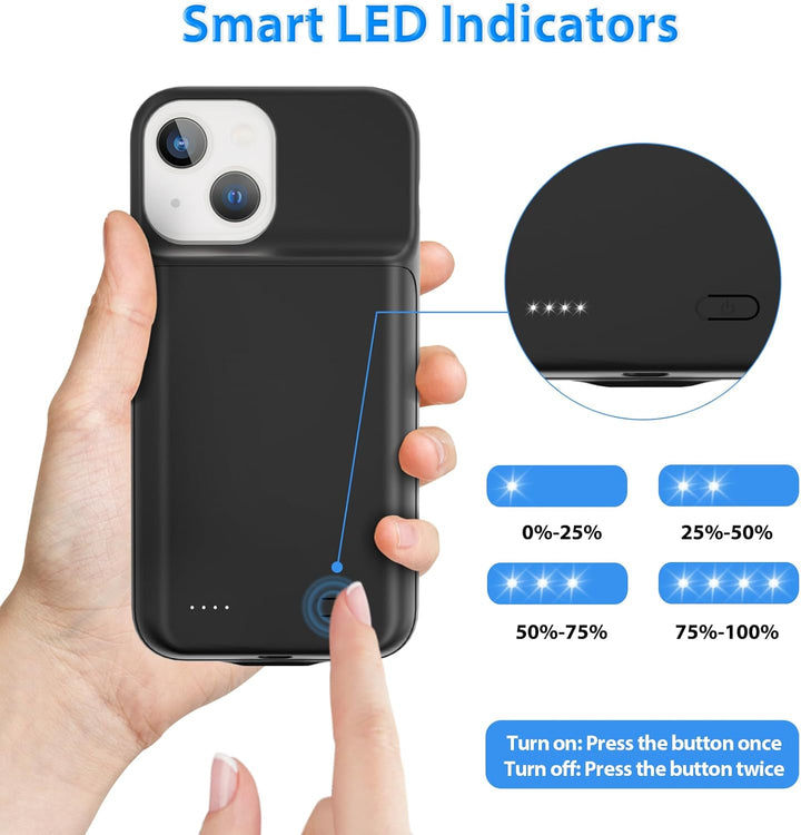 HUOBAO Akkuhülle für iPhone 13 [6000mAh] Zusatzakku Ladehülle Akku hülle Handyhülle, Akku Battery Ca