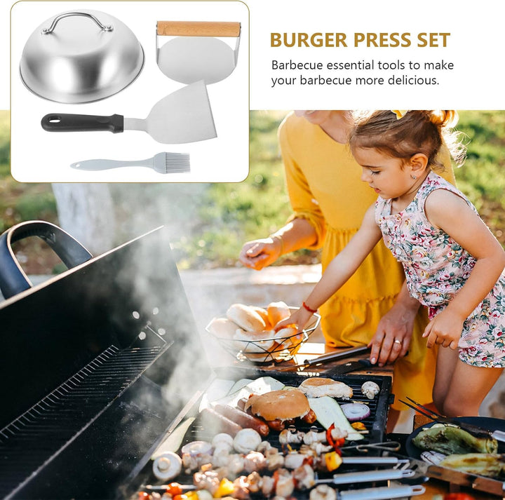 Alipis 1 Satz Burgerpresse aus Edelstahl mit Metall Burgerschaufel und Griff Einfach zu Bedienen für
