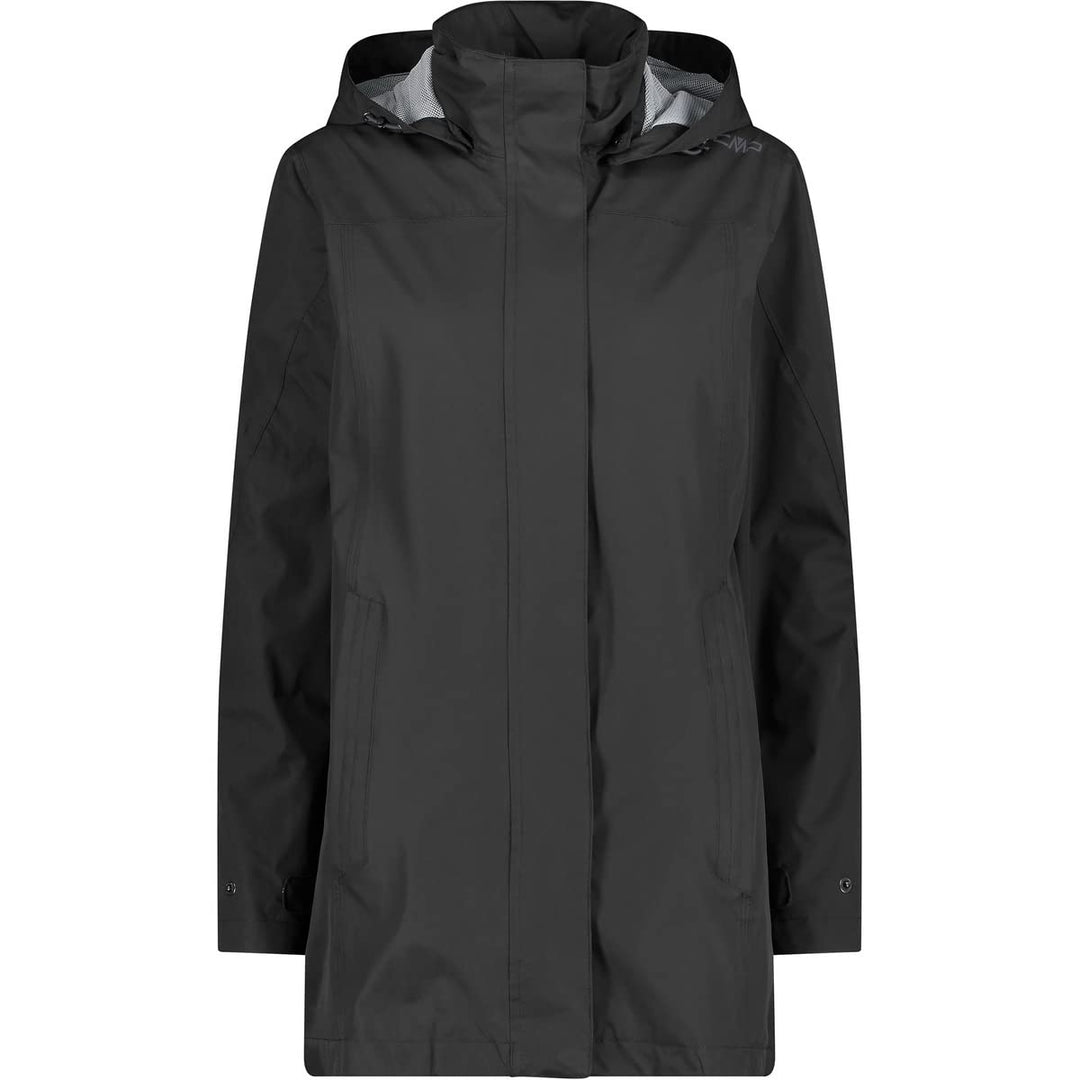 CMP Damen Lange Ripstop-regenjacke für Damen Regenparka XS Schwarz, XS Schwarz