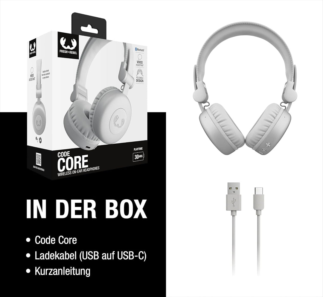 Fresh 'n Rebel Code Core, Bluetooth-Kopfhörer on-Ear, kabellos, 30 Stunden Spielzeit, mit Mikrofon u
