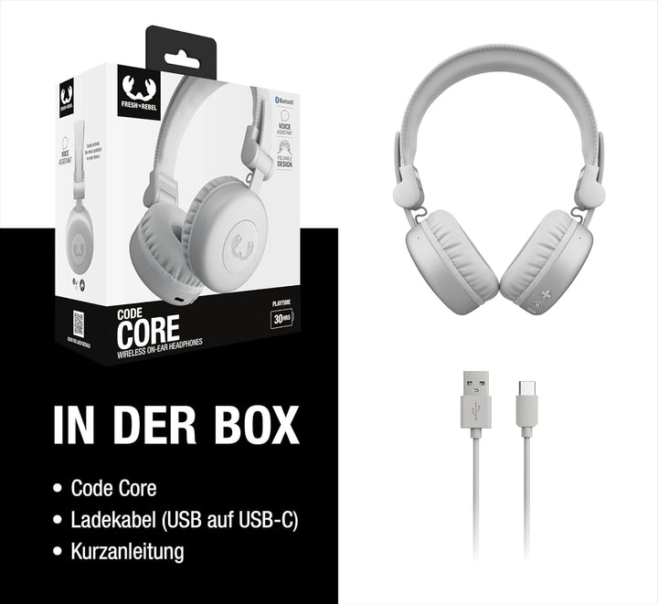 Fresh 'n Rebel Code Core, Bluetooth-Kopfhörer on-Ear, kabellos, 30 Stunden Spielzeit, mit Mikrofon u