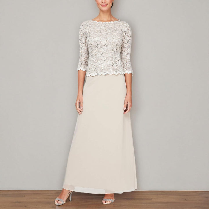 Alex Damen Long Mock Dress with Full Skirt-Discontinued Kleid für besondere Anlässe 6P New Taupe Pet