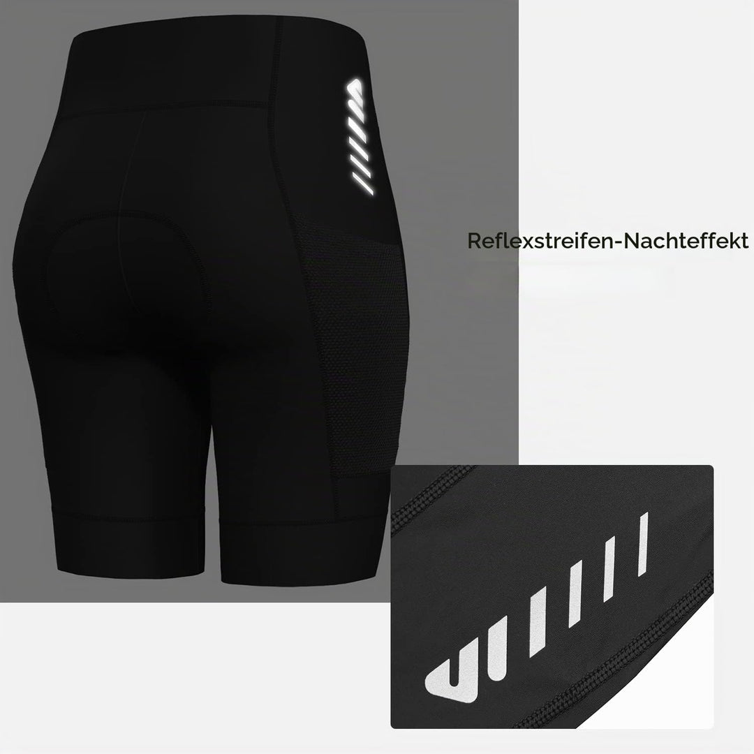 Lo.gas Radlerhose Damen Gepolstert,Fahrradhose Damen Radhose Kurze High Waist Elastische Radshorts A