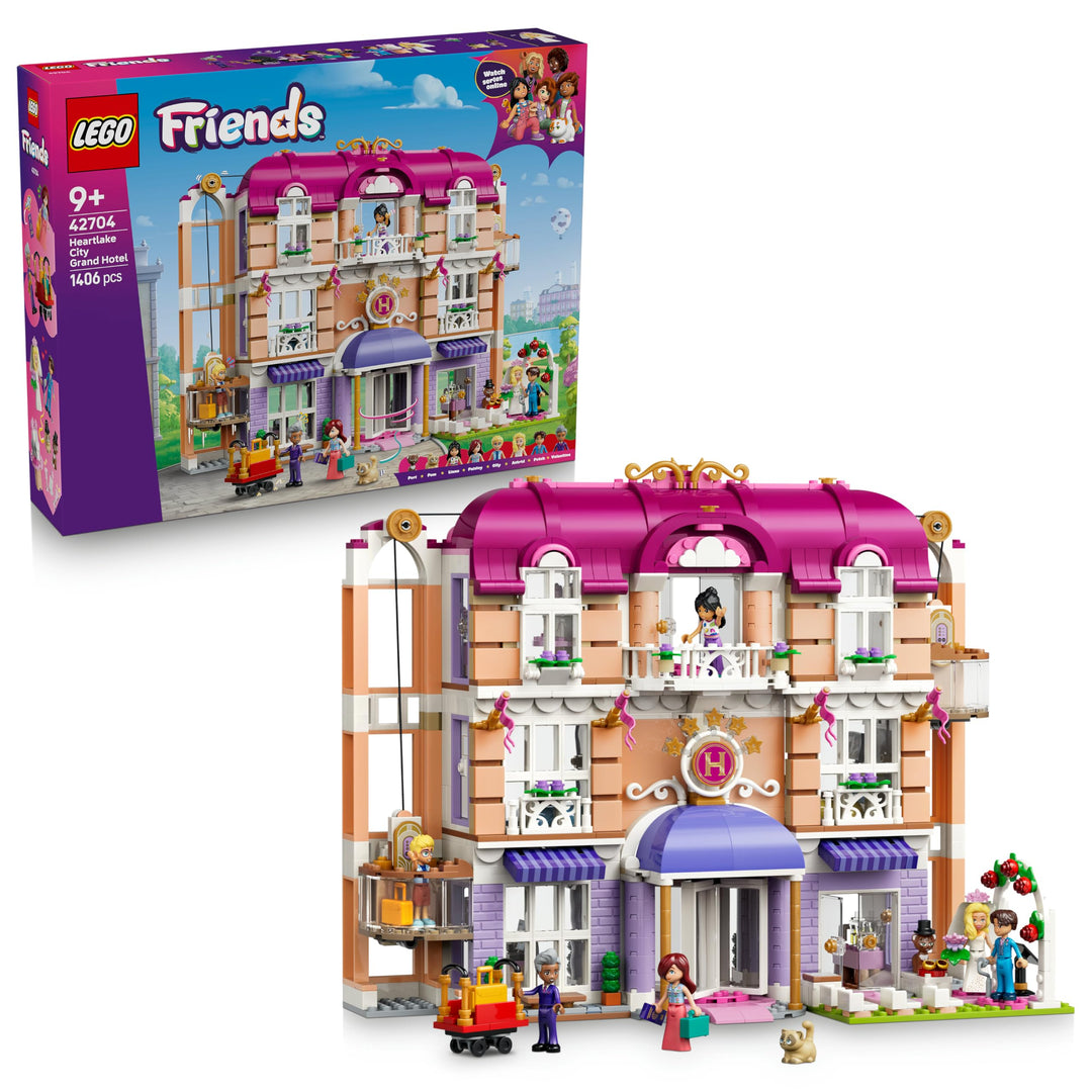 LEGO Friends Das Grandhotel von Heartlake City - Miniatur Modell mit 6 Minifiguren, 2 Tierfiguren &amp;