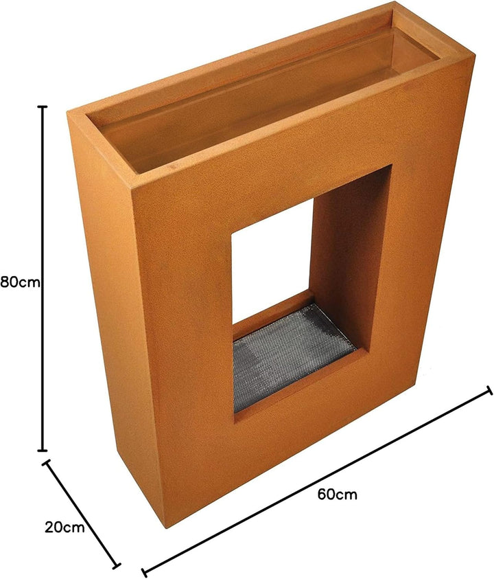 KÖHKO® Wasservorhang-Brunnen bepflanzbar mit LED-Beleuchtung Höhe 80 cm aus Cortenstahl mit Edelstah