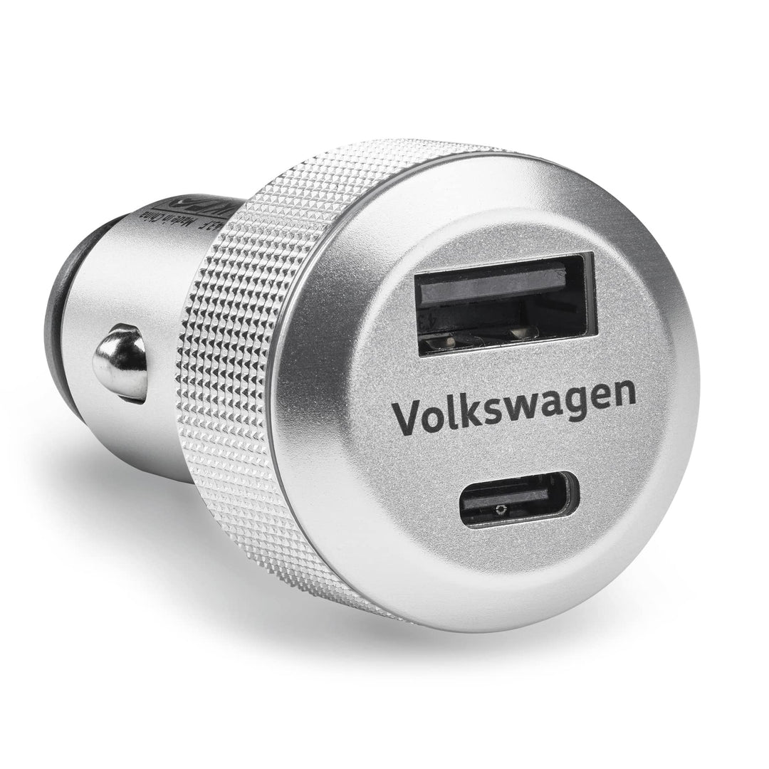 Volkswagen 000051443F Adapter USB Ladeadapter USB-A USB-C, geschirmt, beleuchtet, für 12V/24V Steckd