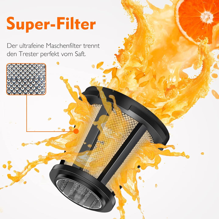 AMZCHEF Slow Juicer Entsafter Gemüse und Obst Profi Entsafter mit Ruhiger Motor & Umkehrfunktion & S