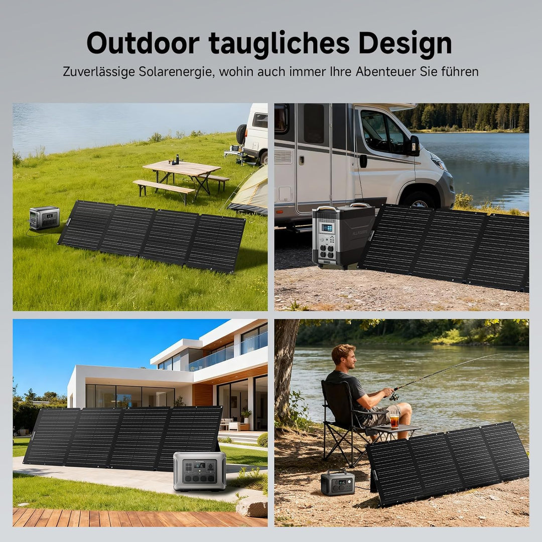 ALLPOWERS SOLAX SE200 200W Solarpanel: Faltbares Solarmodul mit Verstellbaren Ständern, IP68 Wasserd