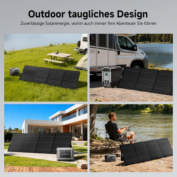 ALLPOWERS SOLAX SE200 200W Solarpanel: Faltbares Solarmodul mit Verstellbaren Ständern, IP68 Wasserd
