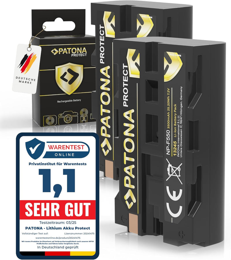 PATONA 2X Protect V1 Akku NP-F550 Kompatibel mit Sony NP-F950 NP-F930 NP-F750 NP-F730