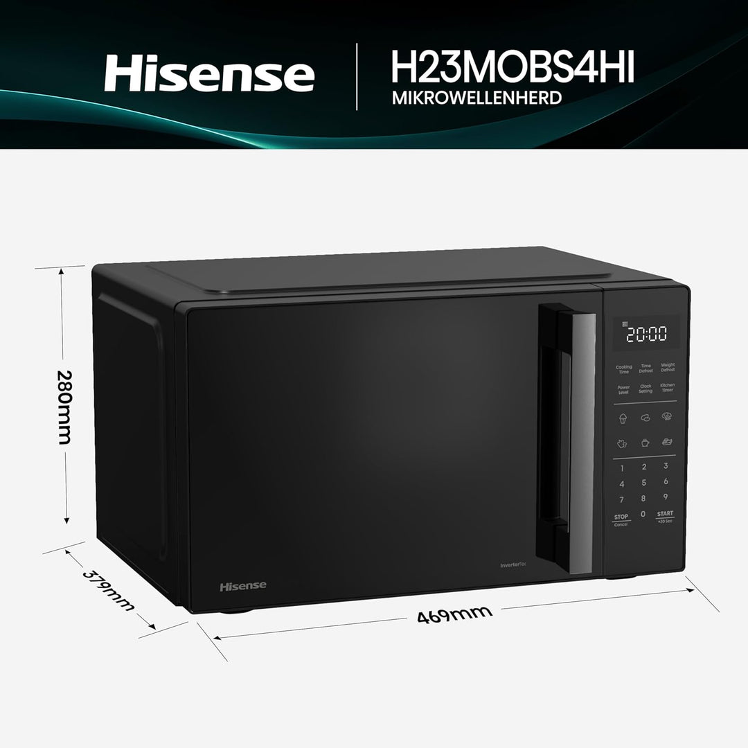 Hisense H23MOBS4HI Mikrowelle /23 L /900W /InverterTech/Keramikbeschichtung/Premium Glas/Massgeschne
