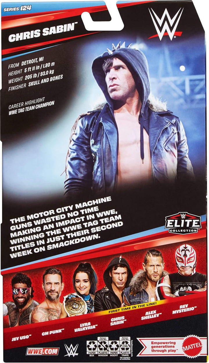 Mattel WWE Elite Actionfigur & Zubehör, Serie #124 Set, 15,2 cm grosses Sammlerstück Chris Sabin mit