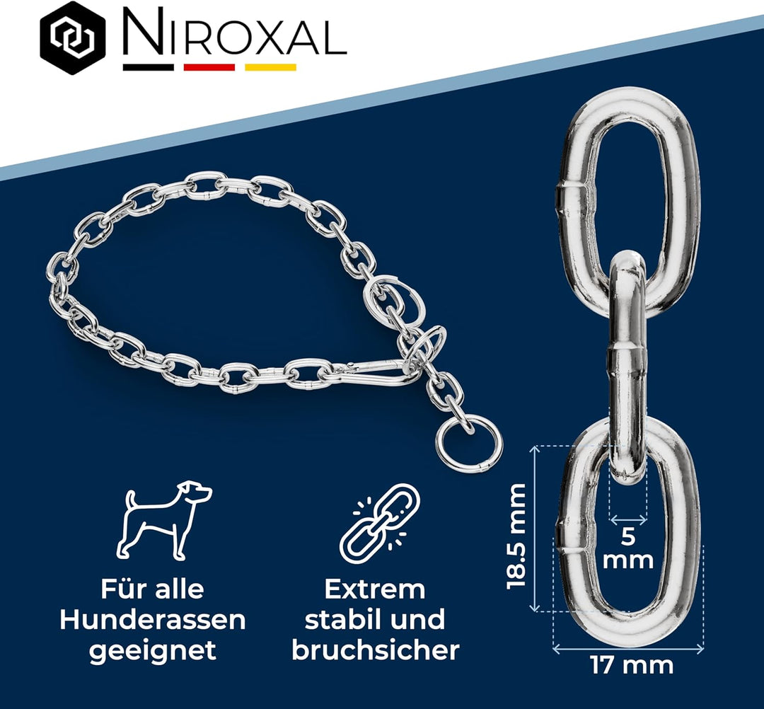rostfreie Kombikette für Hunde - das ORIGINAL mit Zugstop - Edelstahl Hundekette Kettenhalsband kurz