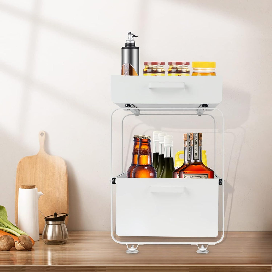 Küchen-Organizer mit 2 Ebenen, Aufbewahrung unter der Spüle, ausziehbar, Organizer für Küche, Schran