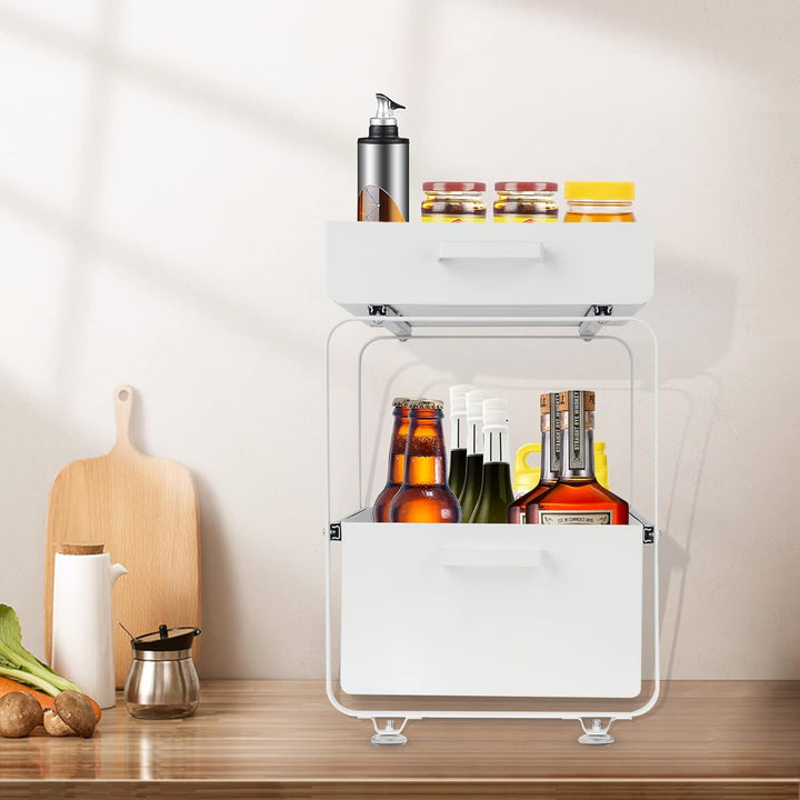 Küchen-Organizer mit 2 Ebenen, Aufbewahrung unter der Spüle, ausziehbar, Organizer für Küche, Schran