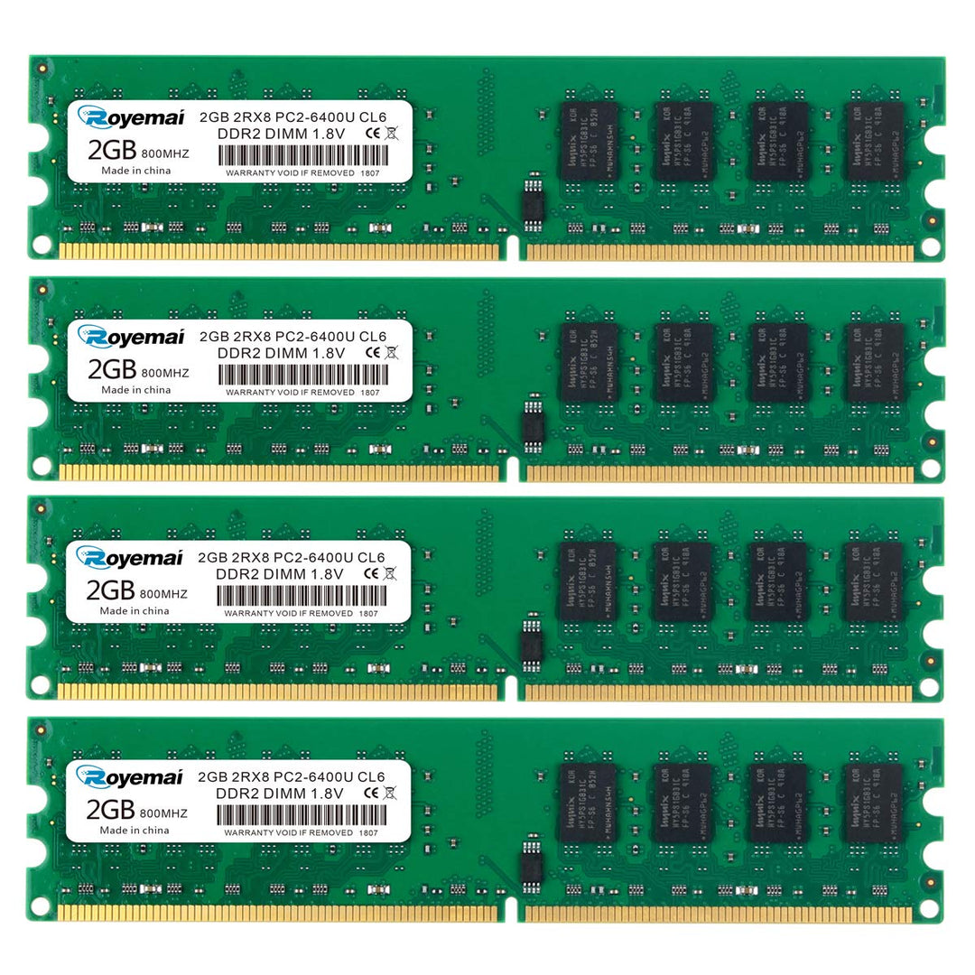 PC2 6400 DDR2 800 6400U 8GB Kit (4X2GB) RAM 2Rx8 CL6 1,8V Desktop Arbeitsspeicher Memory Module Upgr