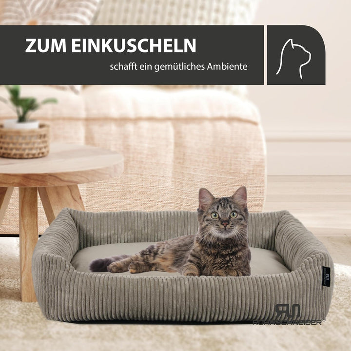 Rohrschneider Katzenbett Cordstoff mit Spielkugelset (Taupe, breiter Cordstoff) Taupe breiter Cordst