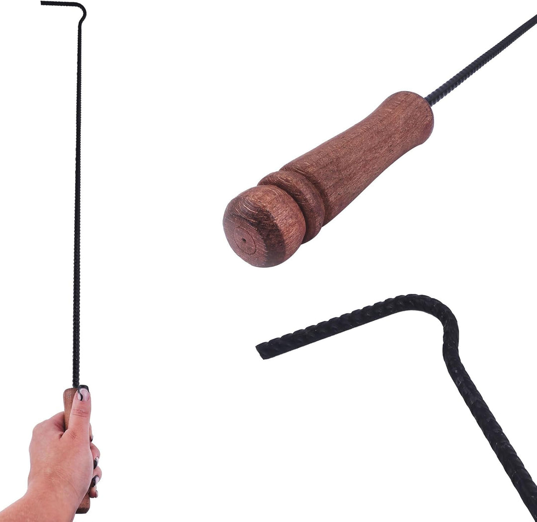 Feuerhaken mit Holzgriff 51 cm Schüreisen Schürhaken Glutkratzer Kaminzubehör Kaminbesteck Stocheise