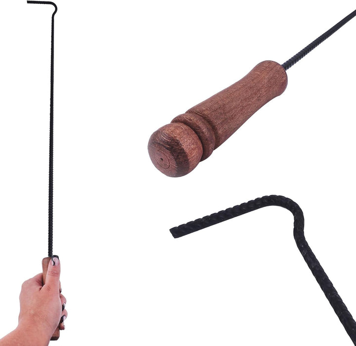Feuerhaken mit Holzgriff 51 cm Schüreisen Schürhaken Glutkratzer Kaminzubehör Kaminbesteck Stocheise
