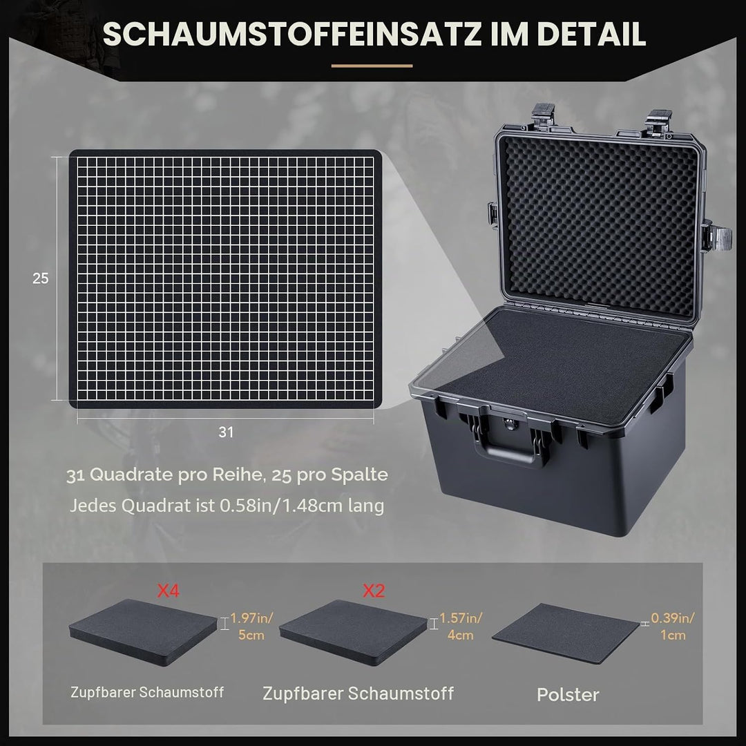 Lykus HC-5030 Wasserdicht Koffer mit anpassbar Rasterschaumstoff, Innengrösse 50x40x21 cm, Geeignet
