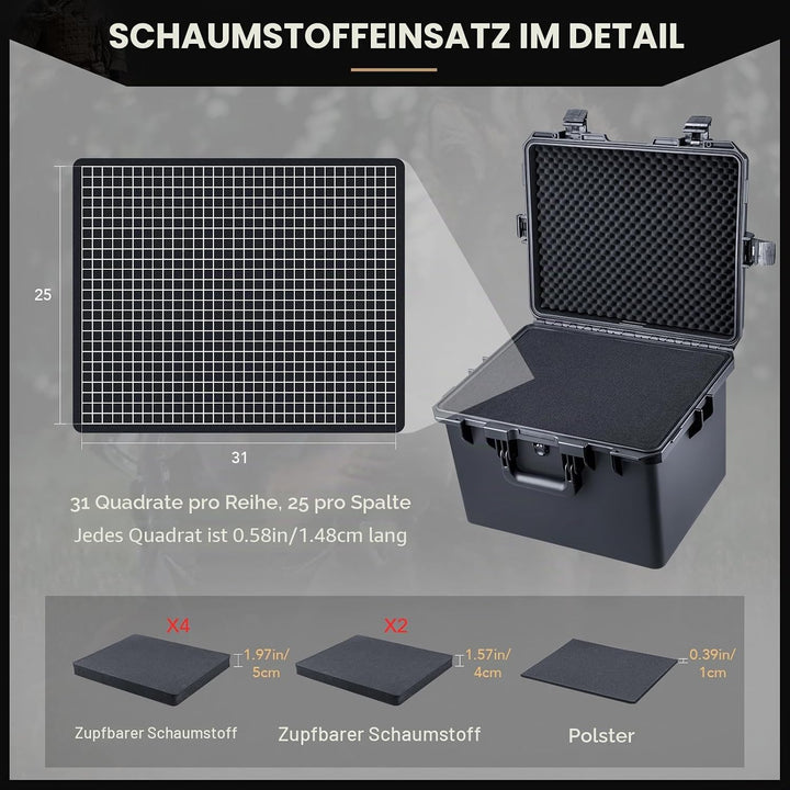Lykus HC-5030 Wasserdicht Koffer mit anpassbar Rasterschaumstoff, Innengrösse 50x40x21 cm, Geeignet