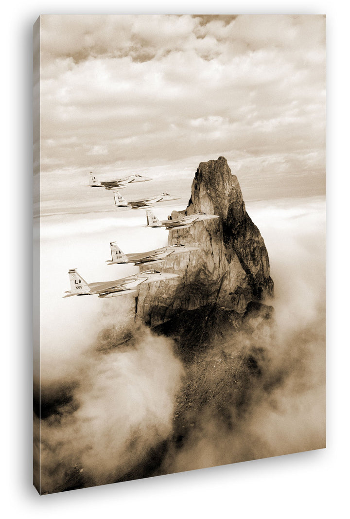 deyoli gewaltige Kampfjets im Einsatz Format: 80x60 Effekt: Sepia als Leinwandbild, Motiv fertig ger