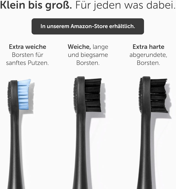 Wondersmile Ersatzbürsten Schallzahnbürste (Hard, Ultimate Black, 8er Pack) - Bürstenköpfe für Wonde