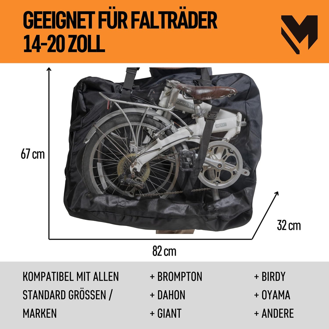lamaki Fahrrad Transporttasche XL für Klappfahrrad 14-20 Zoll - Universalgrösse kompatibel mit Bromp
