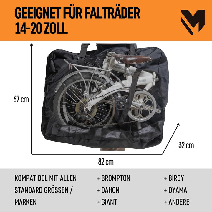 lamaki Fahrrad Transporttasche XL für Klappfahrrad 14-20 Zoll - Universalgrösse kompatibel mit Bromp