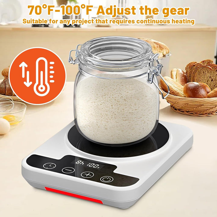 Sauerteigstarterwärmer mit Präzisions-Thermostat (21-38°C) & 12h Timer - Automatische Ein-/Ausschalt