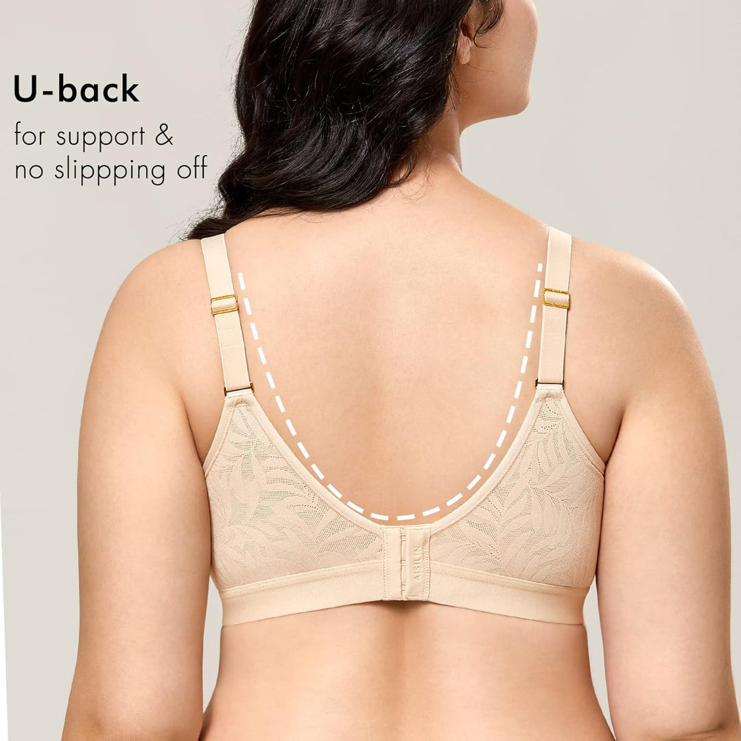 AISILIN Damen BH ohne Bügel Vollschalen Grosse Grössen ohne Polster Schlaf Entlastungs, 110E Beige