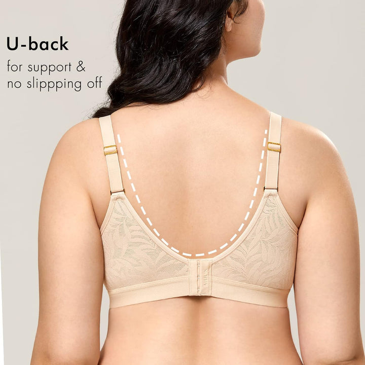 AISILIN Damen BH ohne Bügel Vollschalen Grosse Grössen ohne Polster Schlaf Entlastungs, 110E Beige