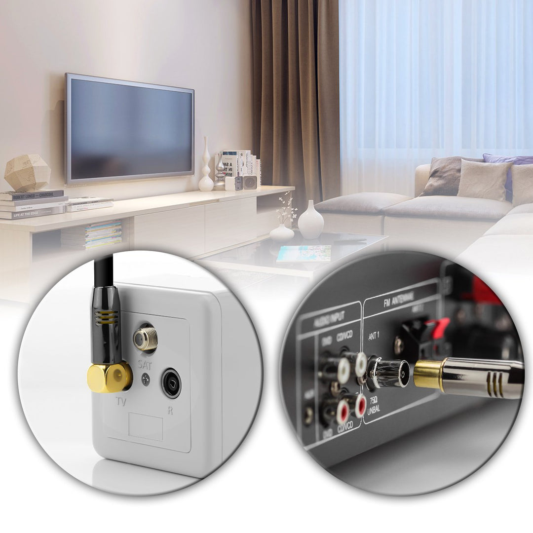 deleyCON 15m TV Antennenkabel HDTV Full HD - 1x gewinkelt - Koaxialkabel - TV-Stecker (gerade) zu TV