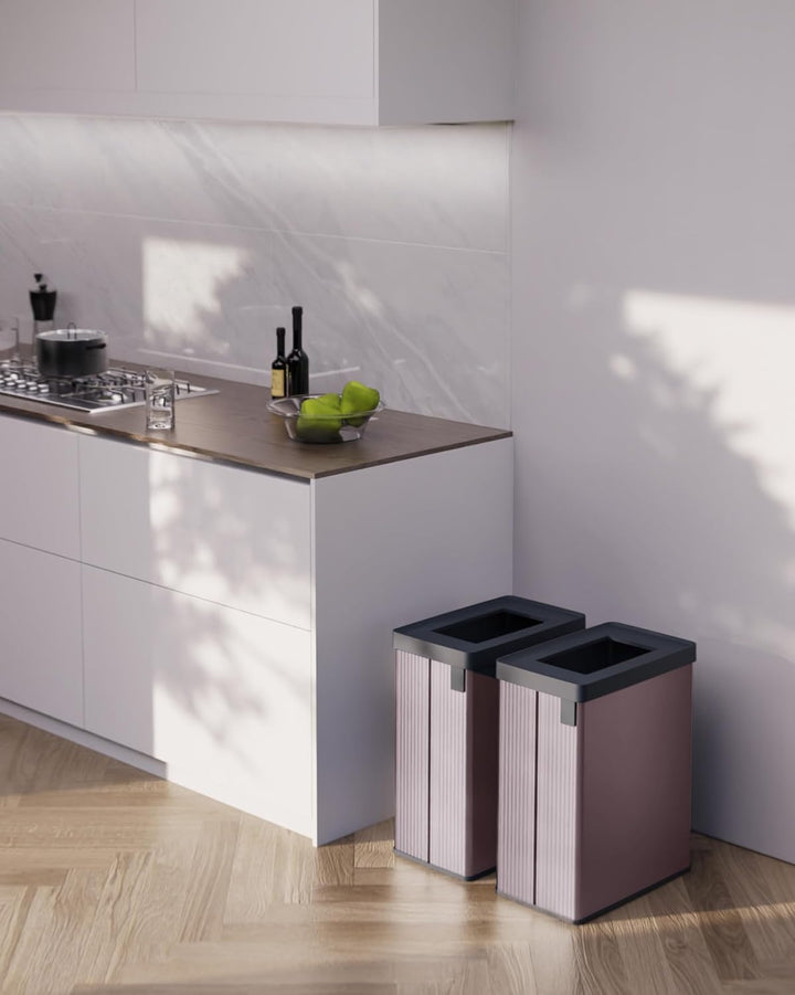 Curver Keter Verto Recycle 54L Mülleimer für Küche, zwei Fächer, einfache Sortierung, offen, schlank