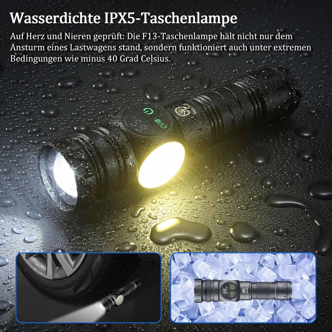 Jayxinli Taschenlampe 500000 Lumen mit Magnet, LED Taschenlampe Usb Aufladbar, Extrem Helle Taschenl