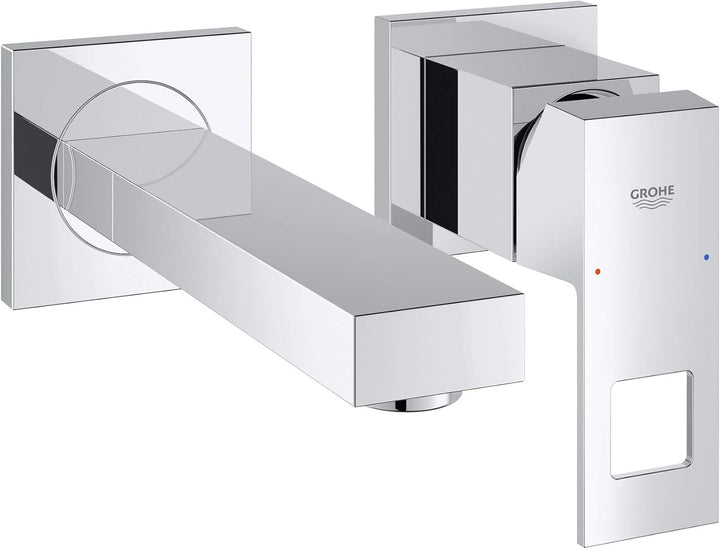 GROHE Eurocube - 2-Loch-Waschtischarmatur (Wandmontage, AquaGuide verstellbarer Mousseur) chrom, 198